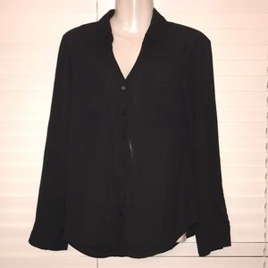Express black button up polyester shirt